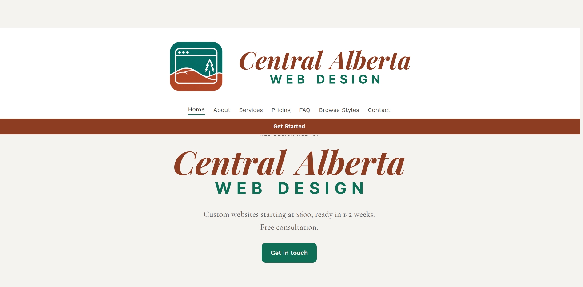 Central Alberta Web Design website